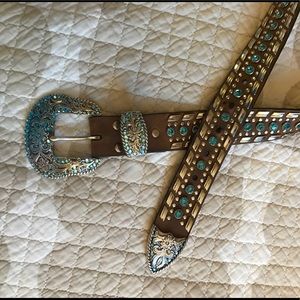 Nocona Women’s Western Aqua Blue Rhinestone Belt